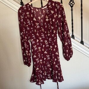 Floral Burgundy Dress